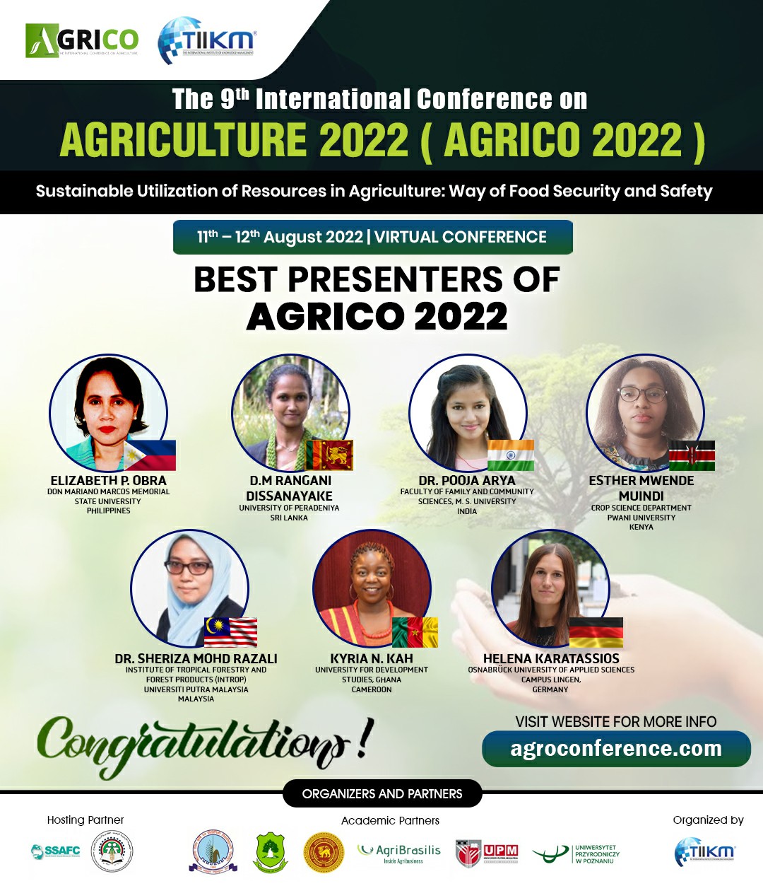 Agriculture 2022 best presenter The 11th International Conference on